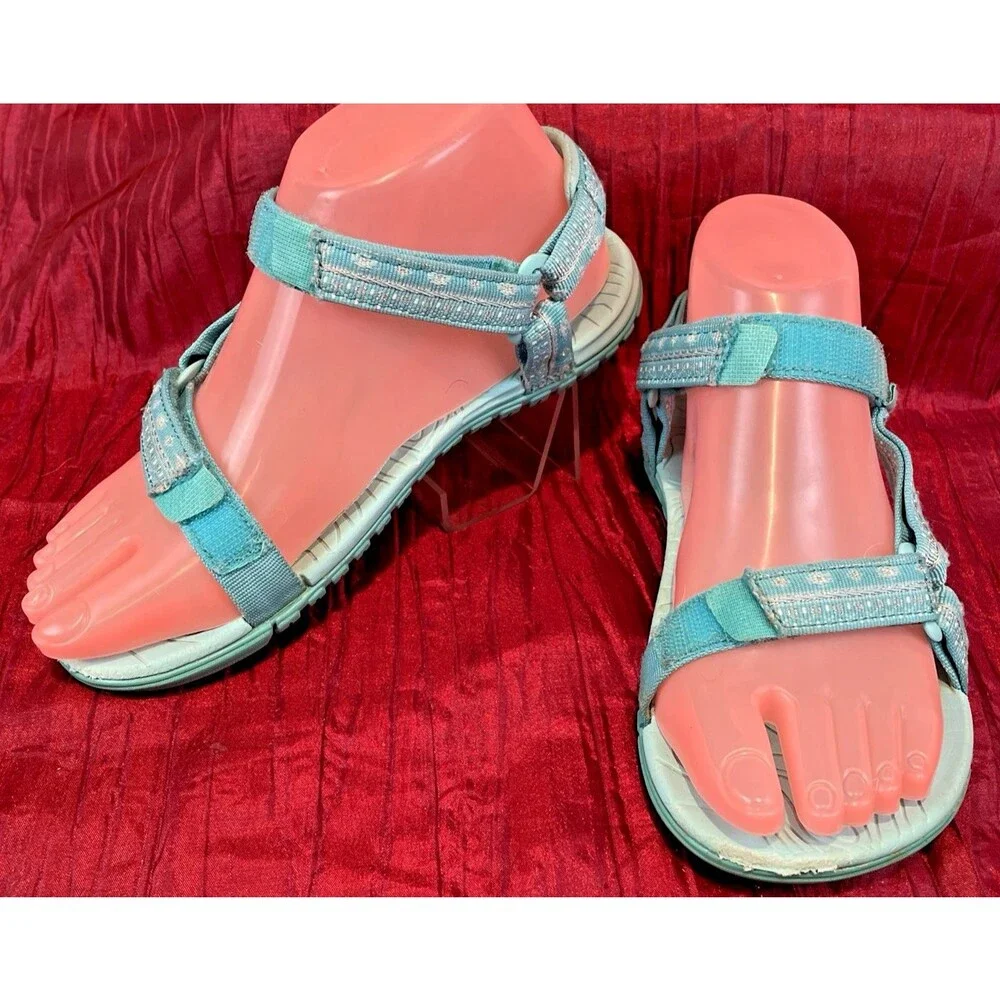 Girls Teva Carolina Blue Slingback Surf Beach Sandals Shoes sz 5
